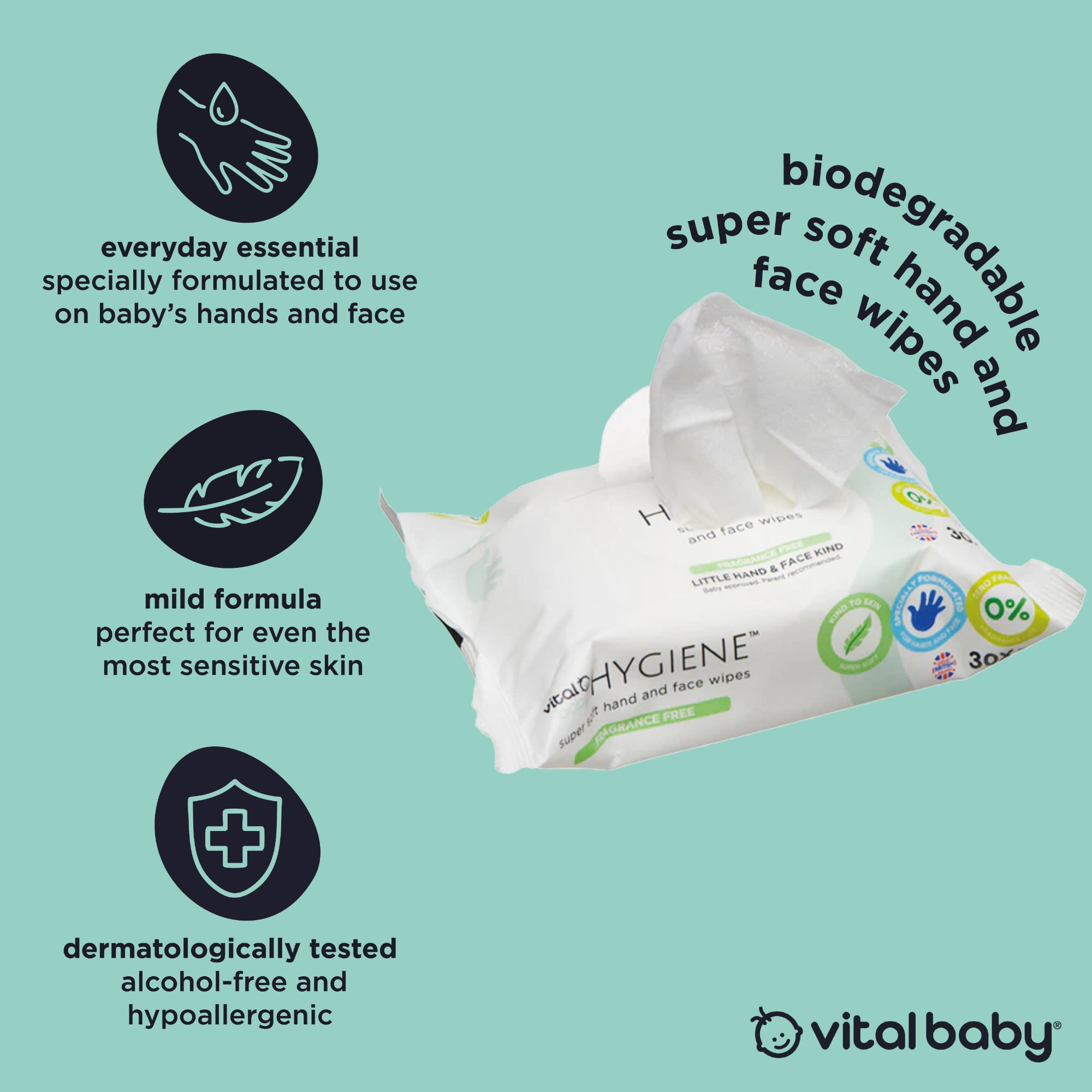 biodegradable super soft hand & face wipes fragrance free
